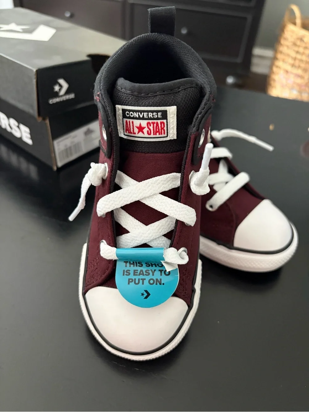 Converse Toddler Burgundy / Black High-Top Sneakers size 10 NWT